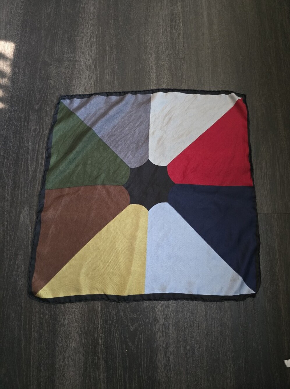 Geometric Colorblock Square Scarf Silky Multicolor Neckerchief Bandana Retro Mod